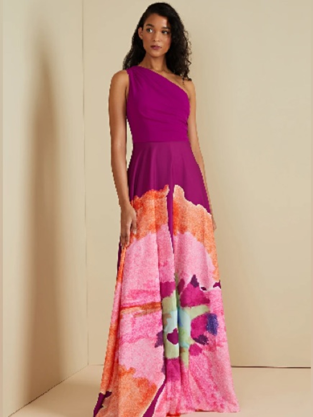 AMUR floral one shoulder gown size 4 - Picture 2 of 16